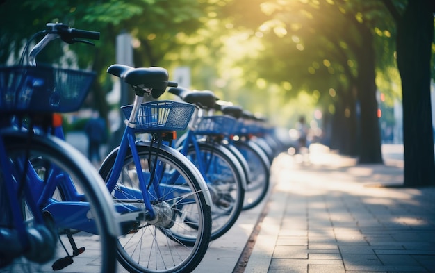 Foto revolutie in de stedelijke mobiliteit elektrische fietsen delen generatieve ai