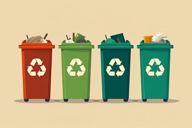 Photo revolutionizing waste management hand recycle waste bins vector illustration promoting segregation