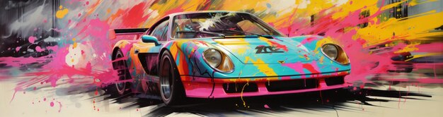 Photo revving to victory the striking rwb lamborghini countach on le mans race track an artistic master