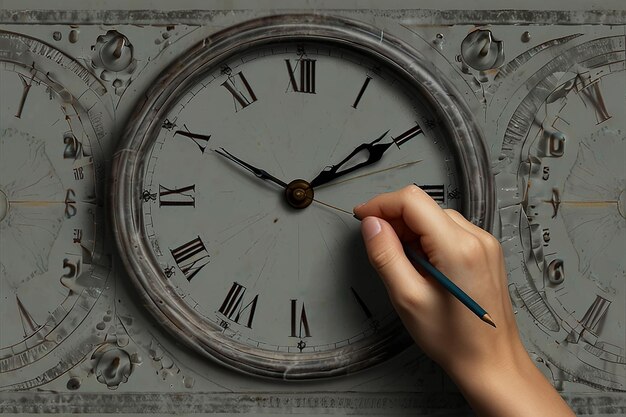 Photo rewinding history clock face illustration