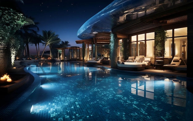 Rewrite this title luxury resort swimming pool Generative AI