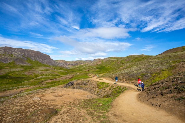 Reykjanes Skaginn, Iceland ÃÂ»; August 2017: A beautiful path to reach the hot springs in Iceland