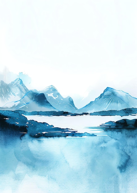 레이키아비크 아이슬란드 블루 라<unk> 풍경 수채화 결혼식 초청 템플릿