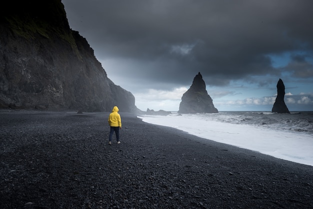 Vik, 아이슬란드의 Reynisfjara 검은 모래 해변