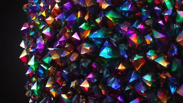 Photo rgb crystal prism light dispersion on black background