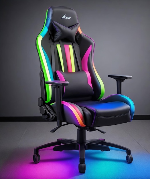 RGB Gaming Chair Gamer chair with colorful background gamer concept