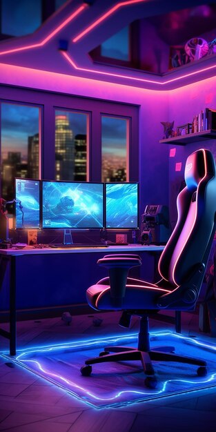 Rgb lighting gaming room wallpaper