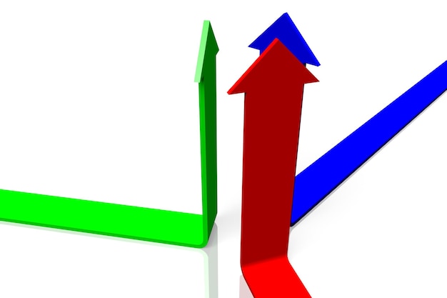 Фото rgb красные зеленые и синие стрелки на белом фоне