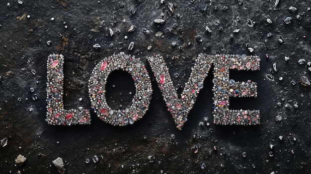 Rhinestones Love concept creative horizontal art poster