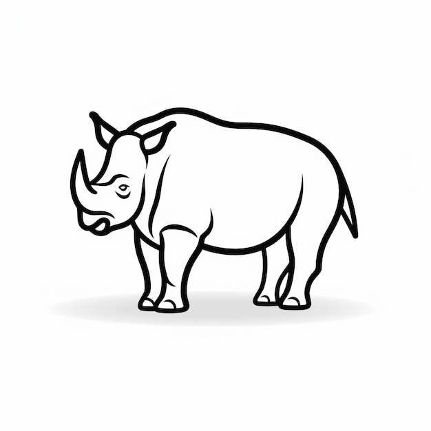 Photo rhino black white line art vector icon prehistoricore