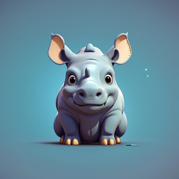 Photo rhino confused thinking cartoon vector icon illustration animal nature icon concept isolated