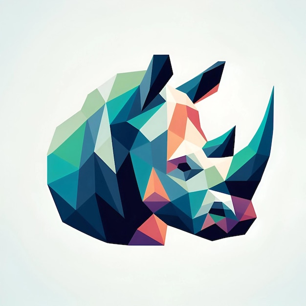 Photo rhino low poly abstract logo