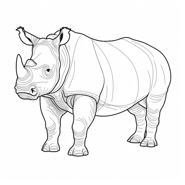 A rhino standing in a line drawing style generative ai