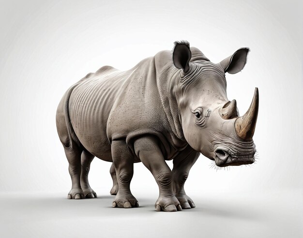 a rhino standing on a white background