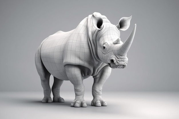 A rhino statue made in 3d