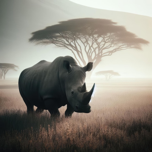 rhino in the wild animal background