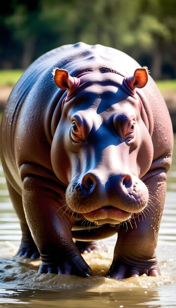 Foto un rinoceronte con una macchia blu sulla testa è mostrato