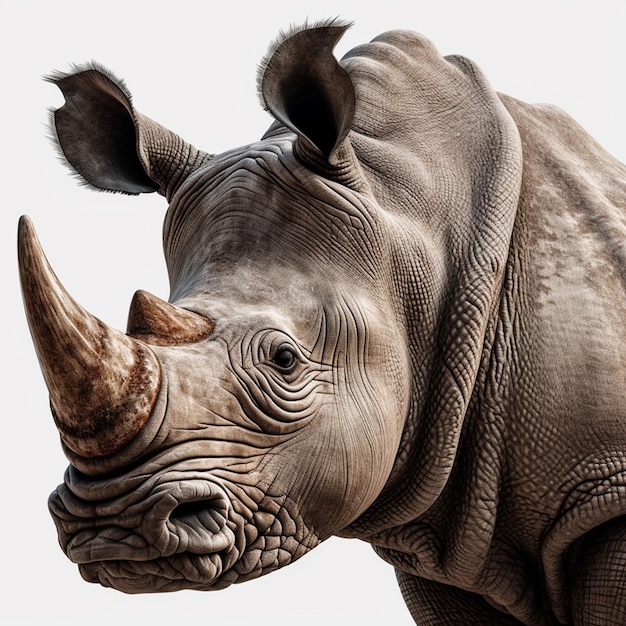 A rhino with a white background