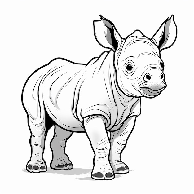 Photo rhino wonder kids simple line art