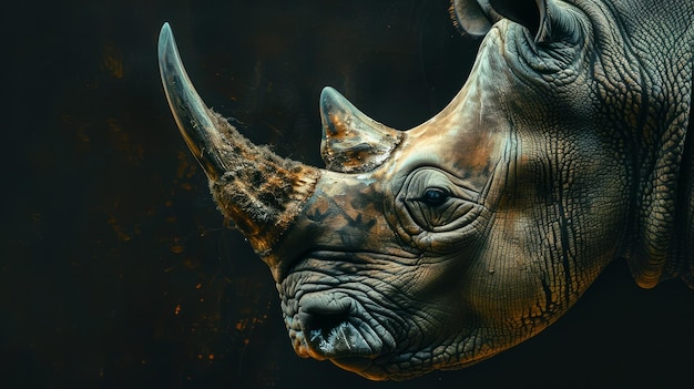 Rhinoceros behang op de zwarte achtergrond