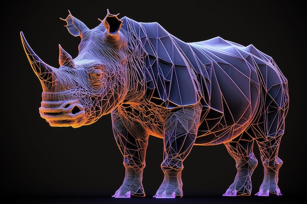 Rhinoceros geometric lowpoly mammal animal ai generated art