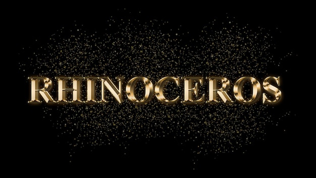 Photo rhinoceros gold text effect gold text with sparks gold plated text effect animal name