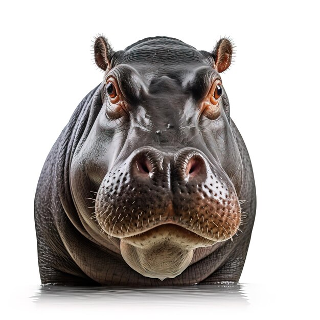 Photo a rhinoceros head with a black nose and brown eyes