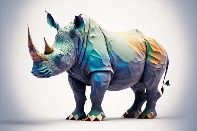 Rhinoceros with neon pastel color