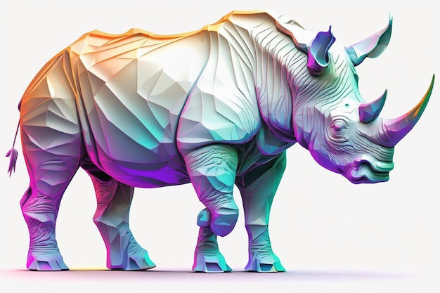 Rhinoceros with neon pastel color