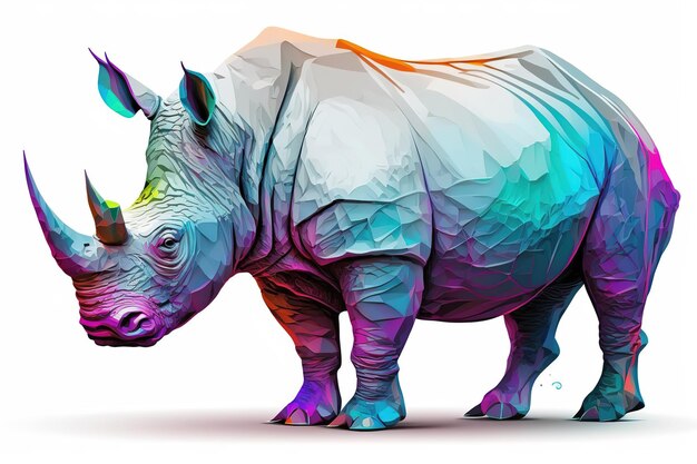 Rhinoceros with neon pastel color