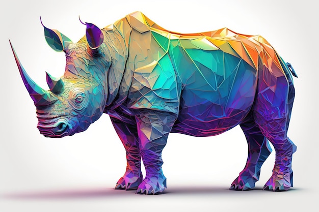 Rhinoceros with neon pastel color