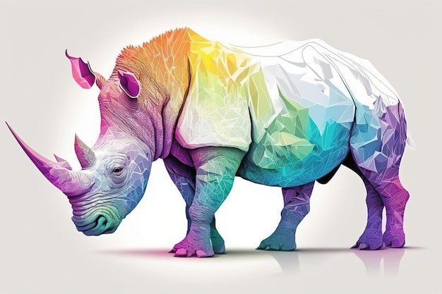 Rhinoceros with neon pastel color