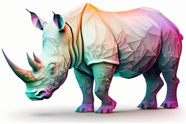 Rhinoceros with neon pastel color