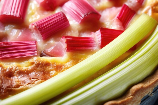 Photo rhubarb pie with cheddar cheese