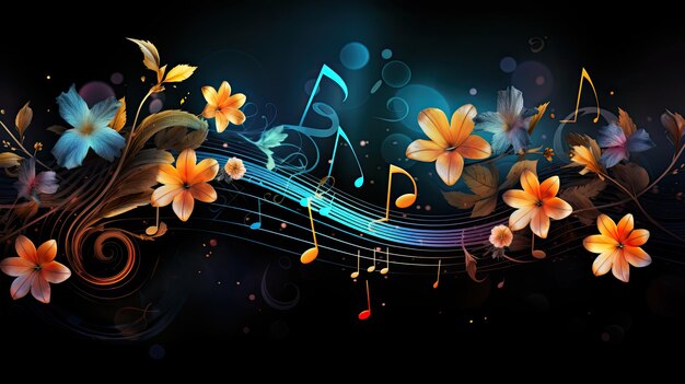 Rhythm music notes with flowers