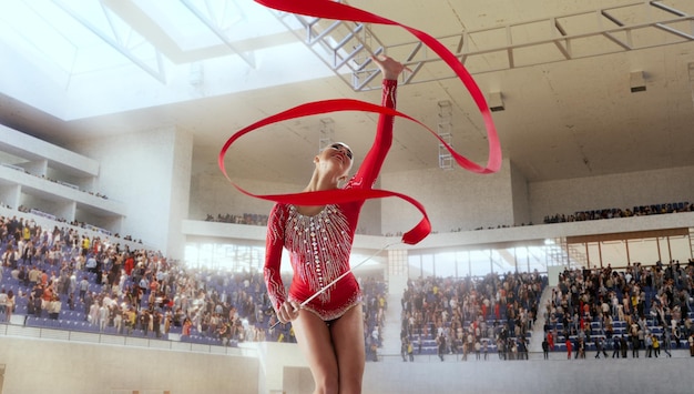 Rhythmic gymnast in professional arena