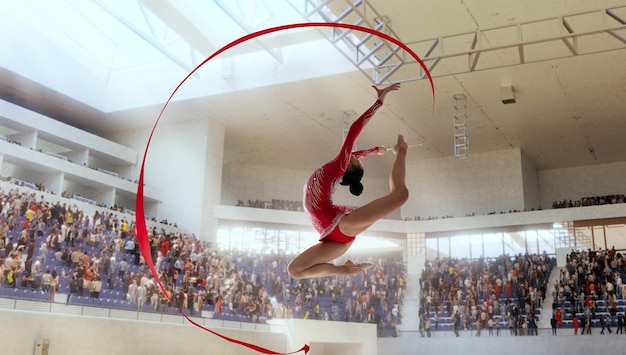 Rhythmic gymnast in professional arena