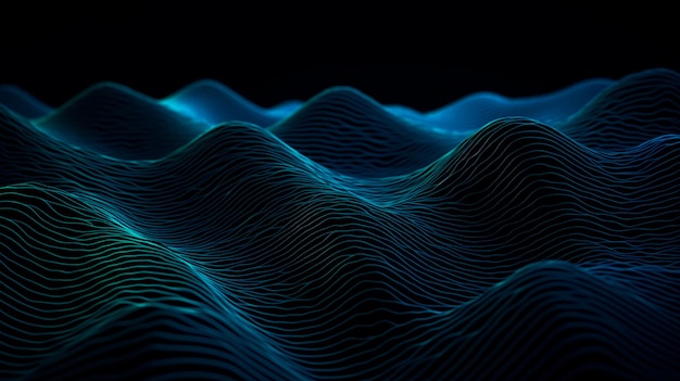 Rhythmic Waves Seamless Blue Pattern Generative AI