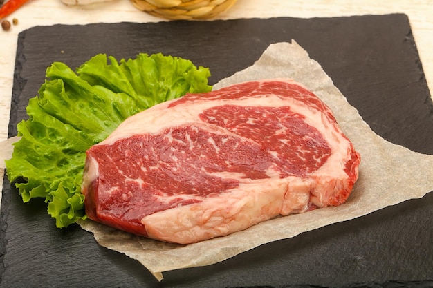 Rib eye raw steak