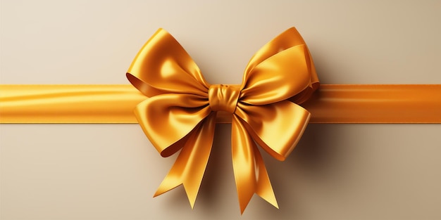 Ribbon bow on the gift Golden ribbon bow on a present Gift concept Birthday Christmass