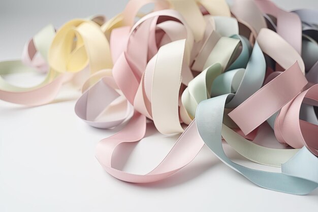 Ribbon patterns in pastel colors on a light background