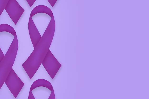 Foto nastro viola fiocco febbraio giornata mondiale del cancro nastro fiocco carta da parati con spazio di copia
