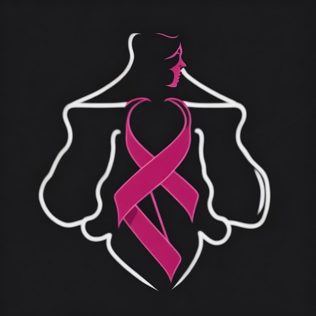 Ribbon realistic Breast Cancer icon Pink awareness ribbon Generative AI