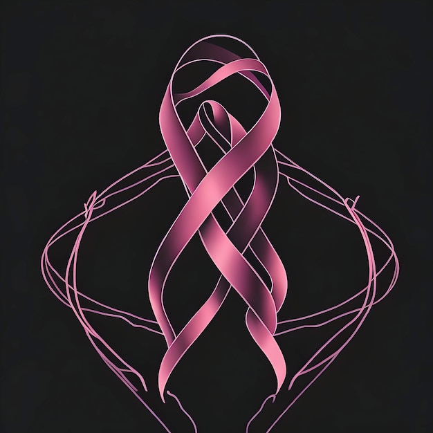 Ribbon realistic Breast Cancer icon Pink awareness ribbon Generative AI