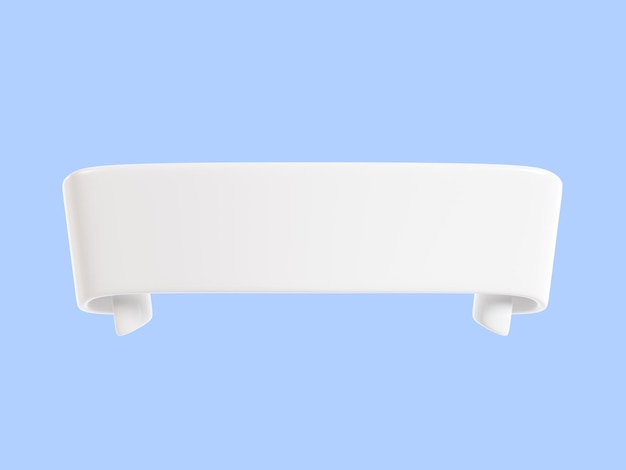 Ribbon text banner 3d render white glossy rolled double tape for sale or promotion message