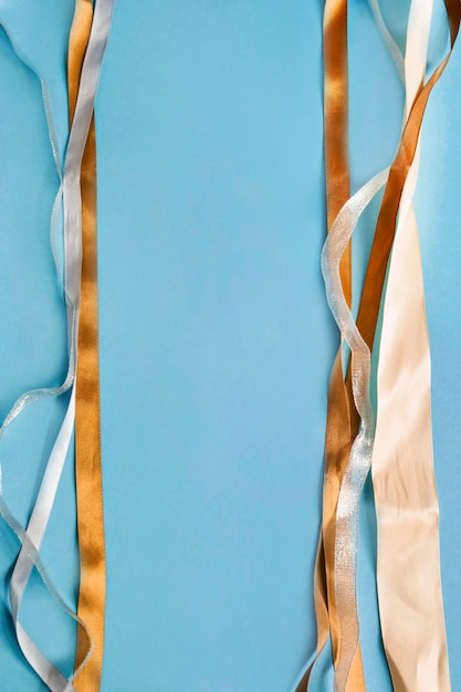 Ribbons on blue background