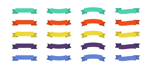 Photo ribbons flat set icon for concept design vector