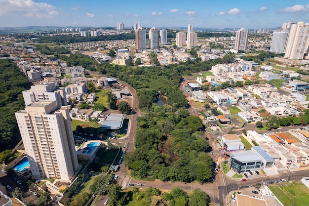 Ribeirao Preto Sao PauloBrazil Circa April 2023 Ribeirao Preto botanical garden avenue carlos eduardo de gasperi consoni aerial view