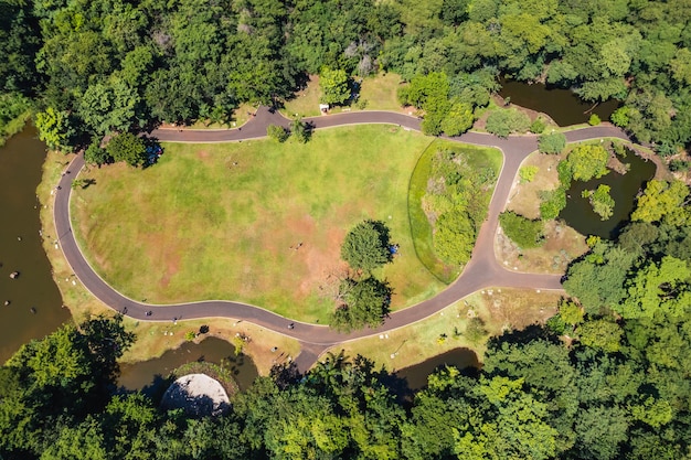 Ribeirao Preto Sao PauloBrazil Circa March 2022 Park nicknamed curupira Parque Prefeito Luiz Roberto Jabali seen from above via drone aerial view