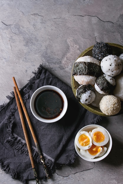 Rice balls and eggs